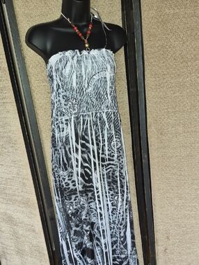 Caren Sport Black & White Strapless Maxi Dress